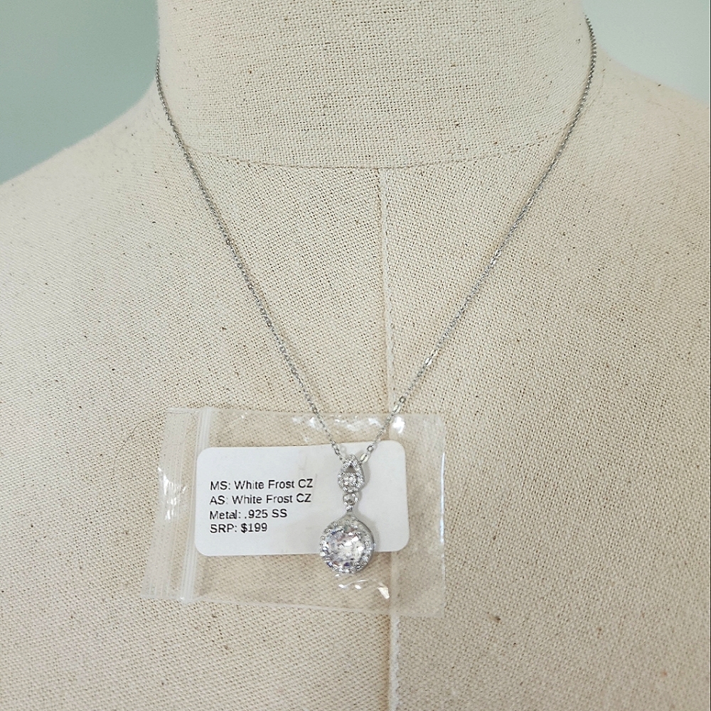 NWT Ryze White Frost Cubic Zirconia .925 Sterling Silver 18" Necklace - Picture 10 of 11